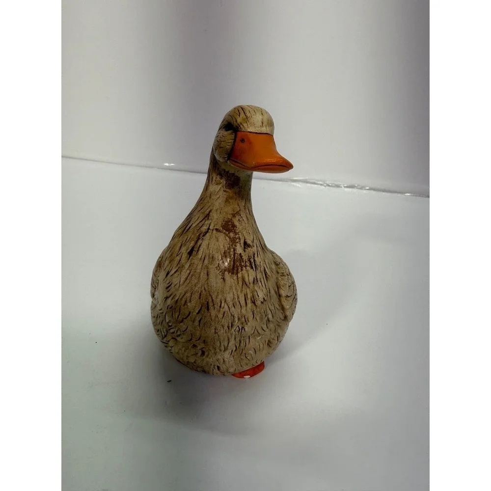 Vintage 1989 Sarah Matzke Hand Painted Ceramic Duck Figurine Folk Art Signed 5